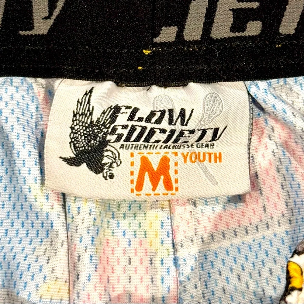 Flow Society Penguins Lacrosse Shorts Boys Medium Chillin Villain Blue Gold Pink - Picture 4 of 5